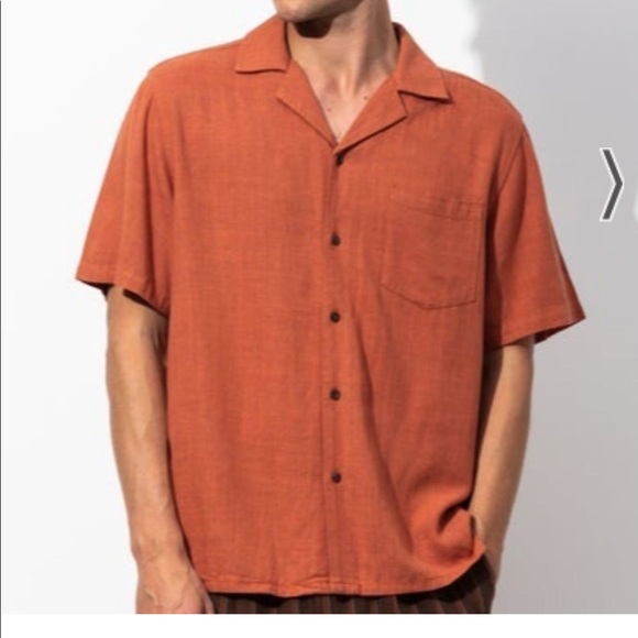 Banks Journal Other - Banks Journal “Brighton” Short Sleeve Woven Button Up Dark Amber